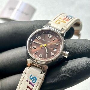 ((SOLD)) Louis Vuitton Tambour Q1211 Chocolate Dial 28mm Swiss-Made Watch